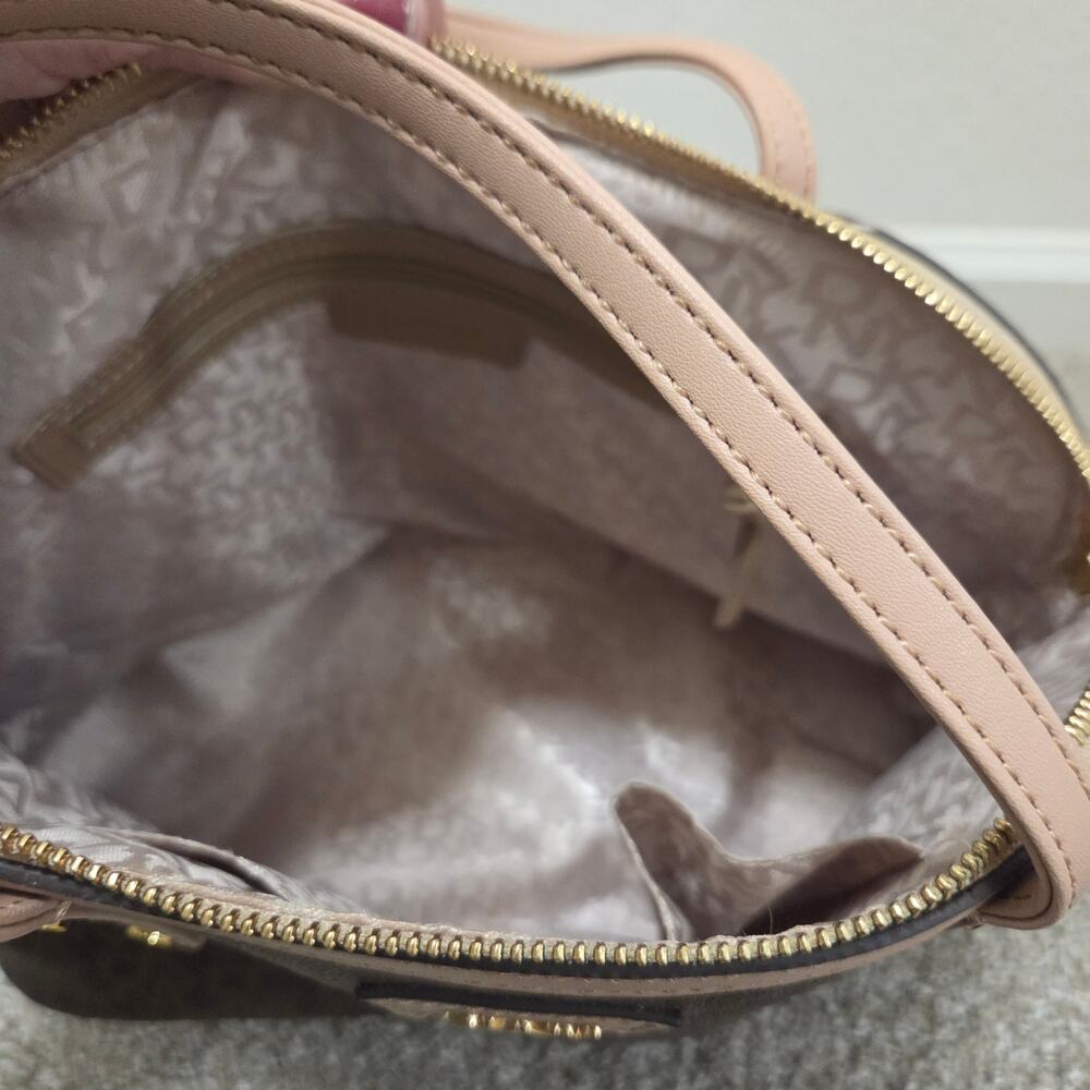 DKNY Brown/Beige Monogram Canvas and Leather Dome Satchel - Picture 5 of 7